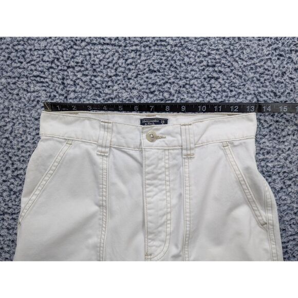 Abercrombie Fitch High Rise Wide Leg Cargo Pants Size 26 Boho Y2K Barrel White - Picture 9 of 13